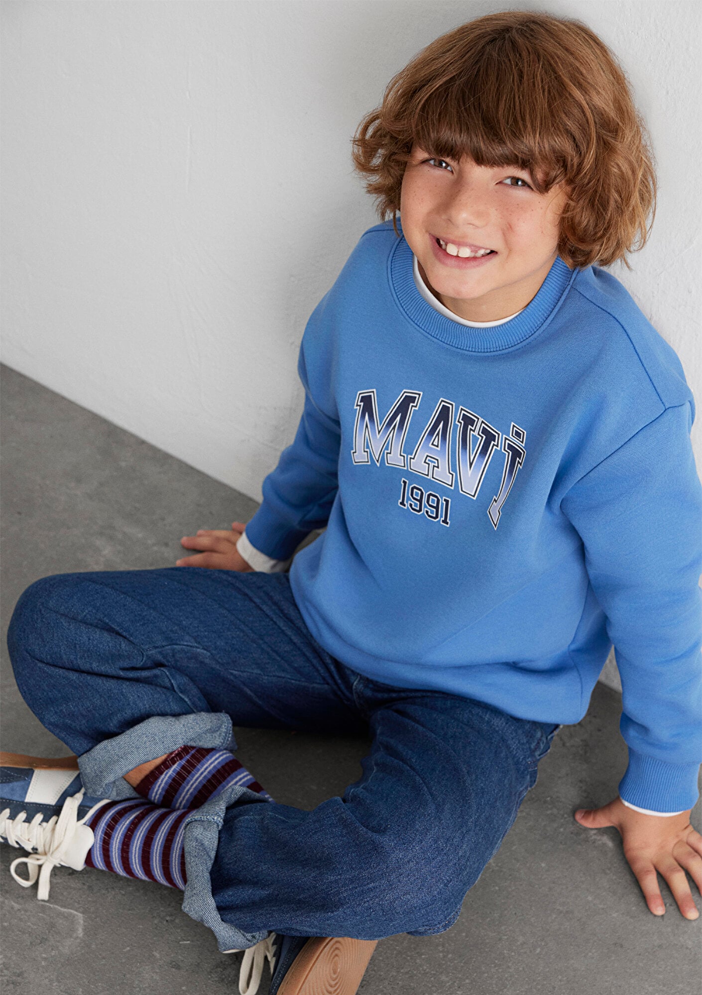  Mavi Mavi Logo Bisiklet Yaka Mavi Sweatshirt 6S10163-70724