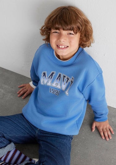  Mavi Mavi Logo Bisiklet Yaka Mavi Sweatshirt 6S10163-70724