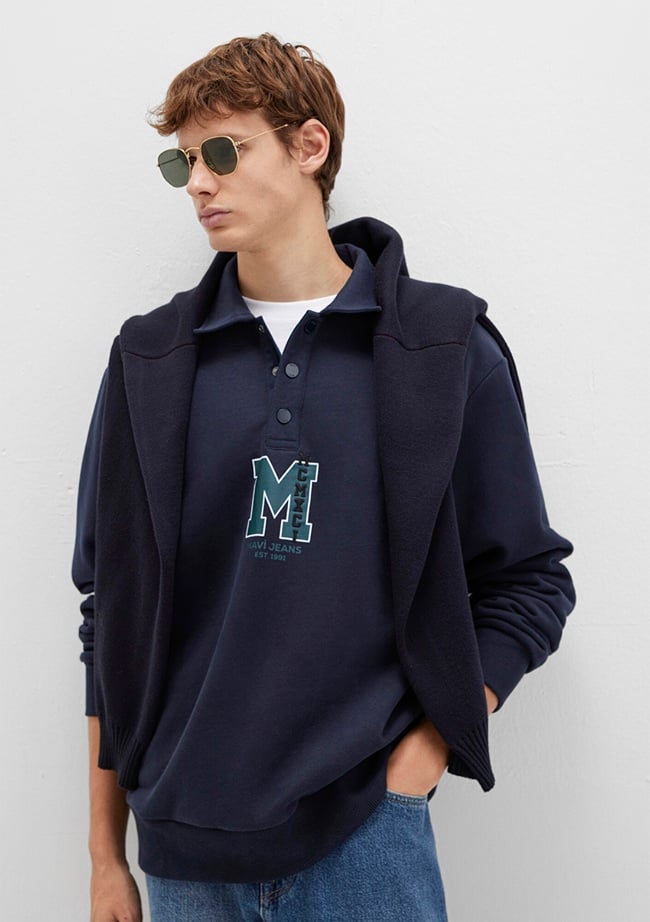  Mavi M Logo Baskılı Lacivert Sweatshirt 0S10494-70490