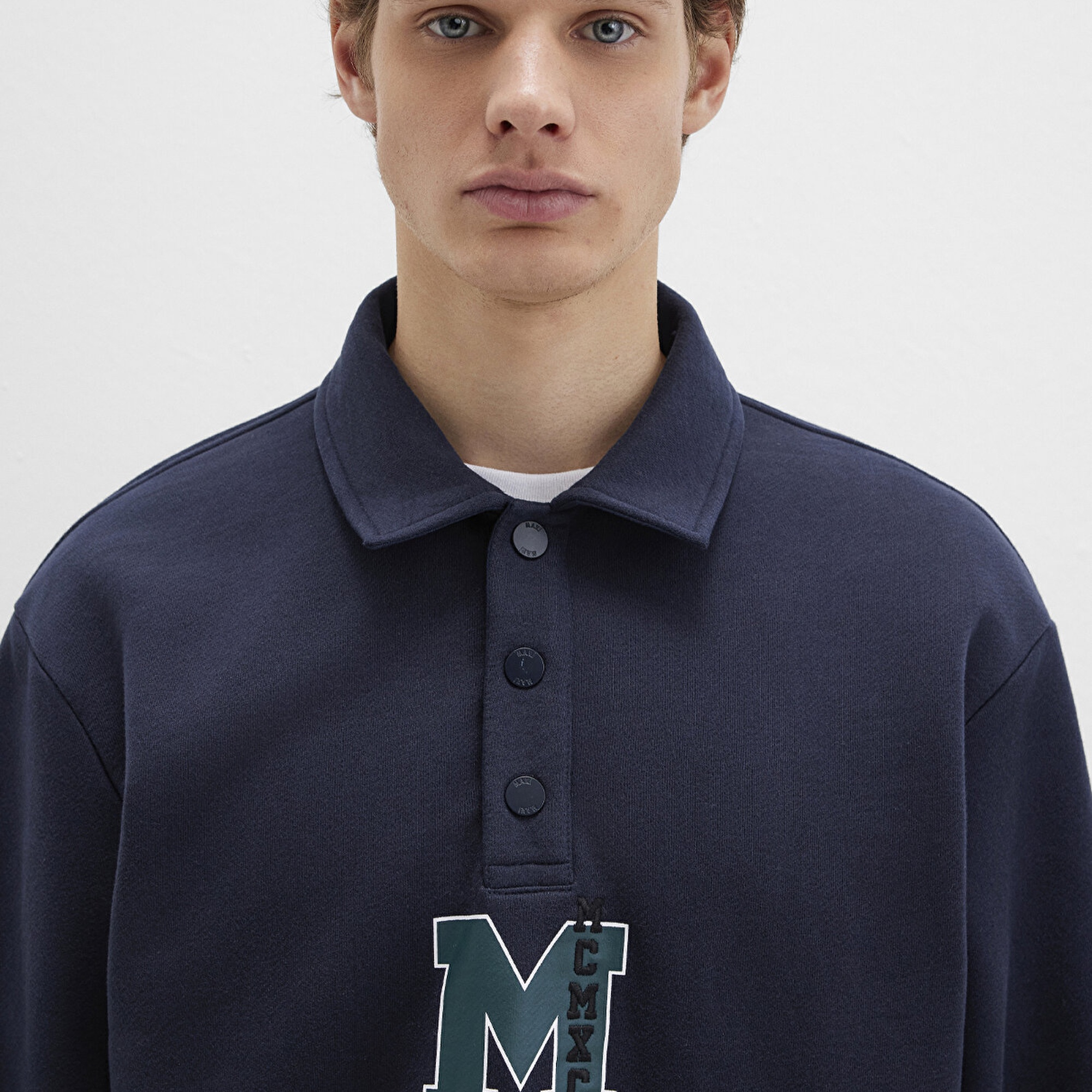 Mavi M Logo Baskılı Lacivert Sweatshirt 0S10494-70490