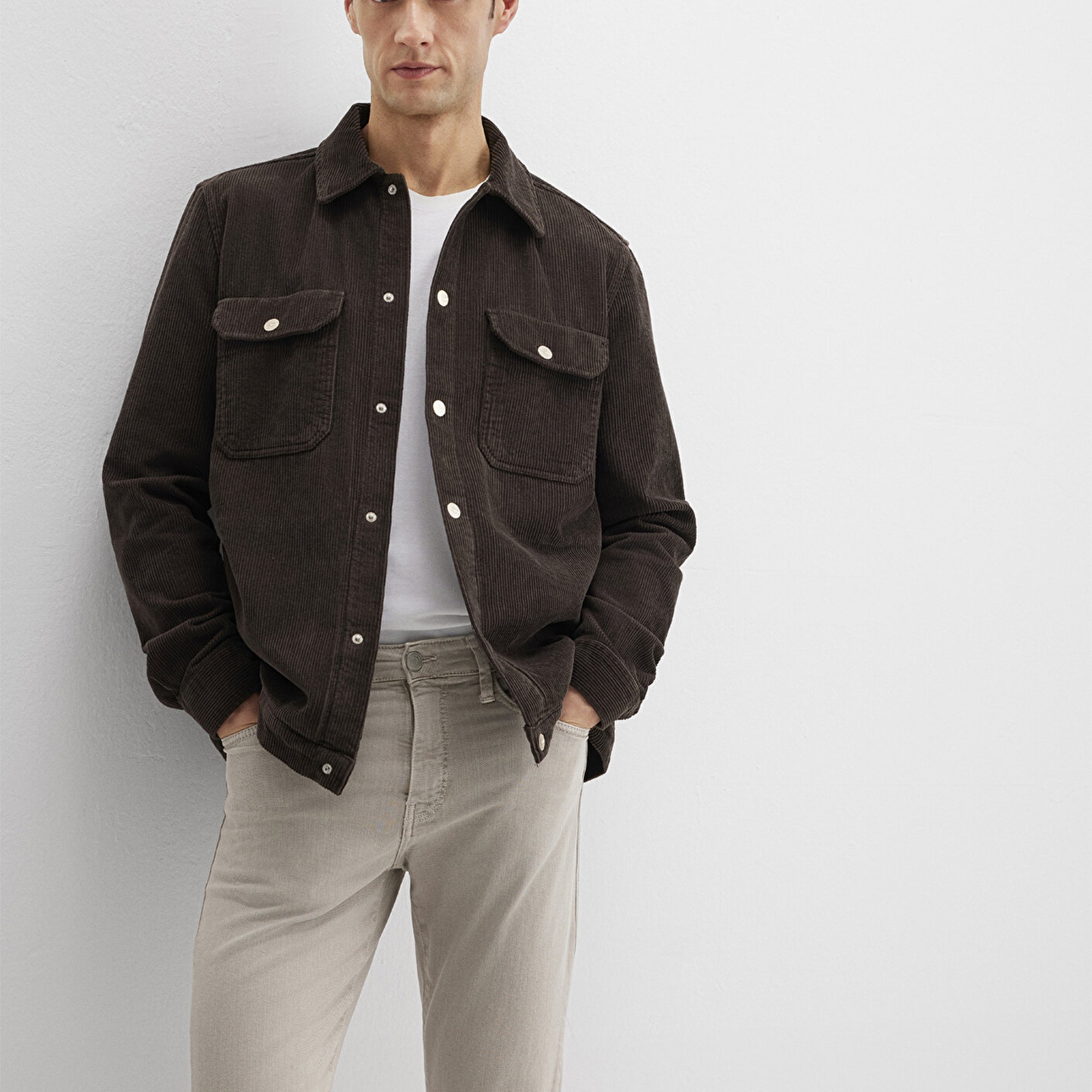 Mavi Kahverengi Kadife Gömlek Loose Fit / Bol Rahat Kesim 0211750-70219