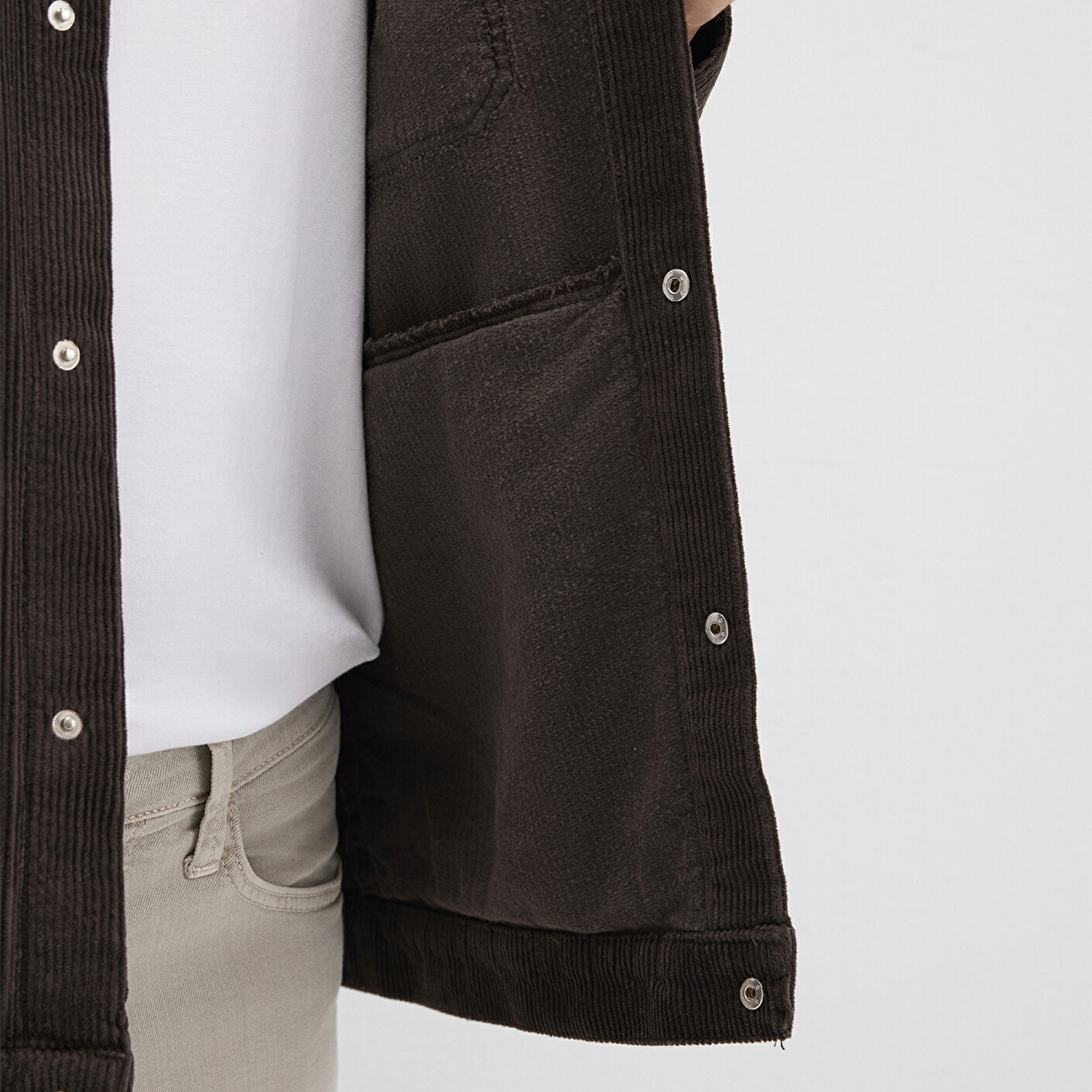 Mavi Kahverengi Kadife Gömlek Loose Fit / Bol Rahat Kesim 0211750-70219