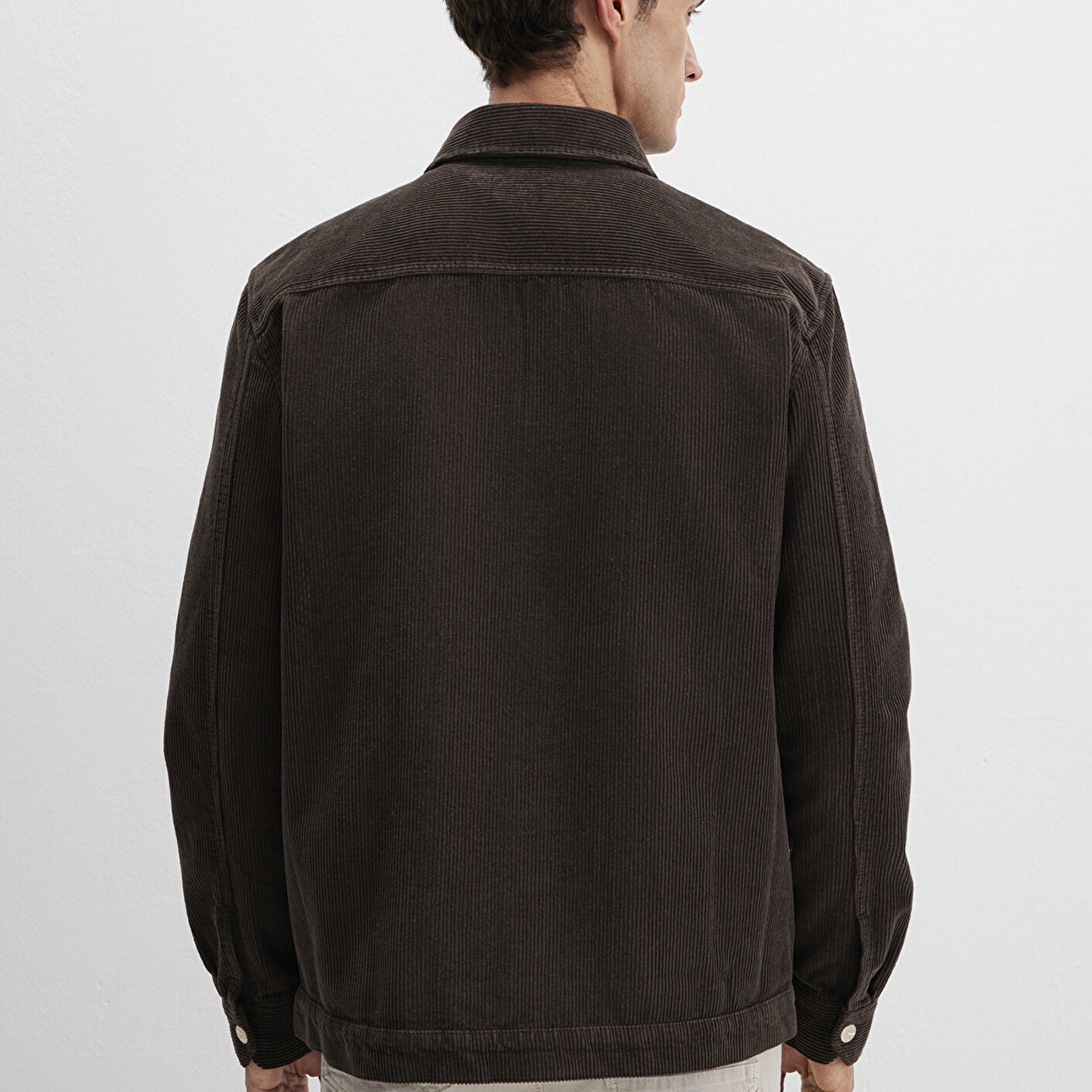 Mavi Kahverengi Kadife Gömlek Loose Fit / Bol Rahat Kesim 0211750-70219