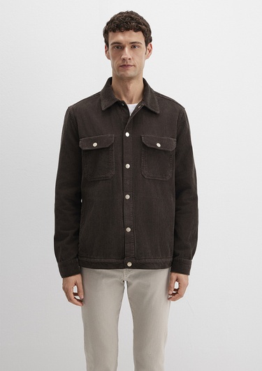  Mavi Kahverengi Kadife Gömlek Loose Fit / Bol Rahat Kesim 0211750-70219