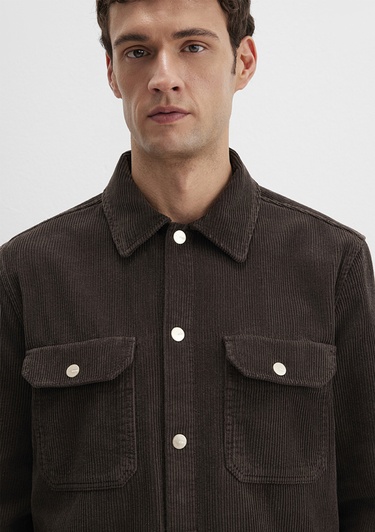  Mavi Kahverengi Kadife Gömlek Loose Fit / Bol Rahat Kesim 0211750-70219