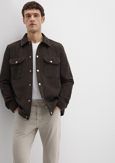  Mavi Kahverengi Kadife Gömlek Loose Fit / Bol Rahat Kesim 0211750-70219