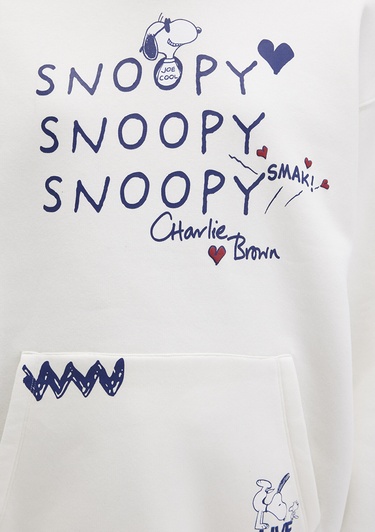  Mavi Snoopy Baskılı Ekru Sweatshirt 1S10470-80194