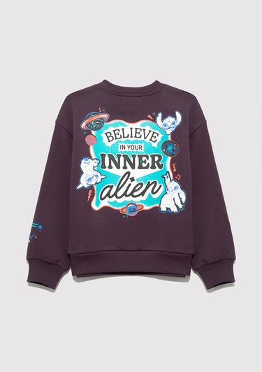  Mavi Baskılı Mor Sweatshirt 7S10161-70635