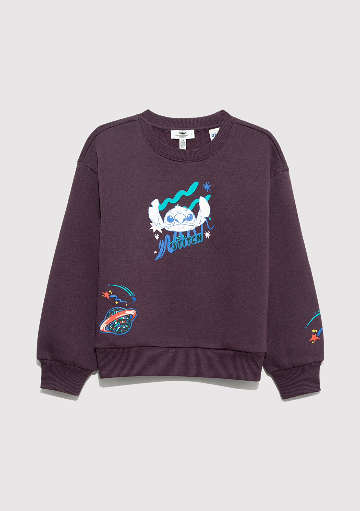  Mavi Baskılı Mor Sweatshirt 7S10161-70635
