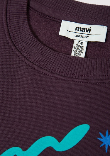  Mavi Baskılı Mor Sweatshirt 7S10161-70635