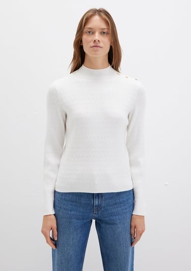  Mavi Omuz Detaylı Ekru Kazak Slim Fit / Dar Kesim 1710798-70057