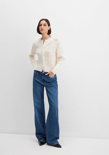  Mavi Yün Karışımlı Ekru Hırka Slim Fit / Dar Kesim 1710812-70057