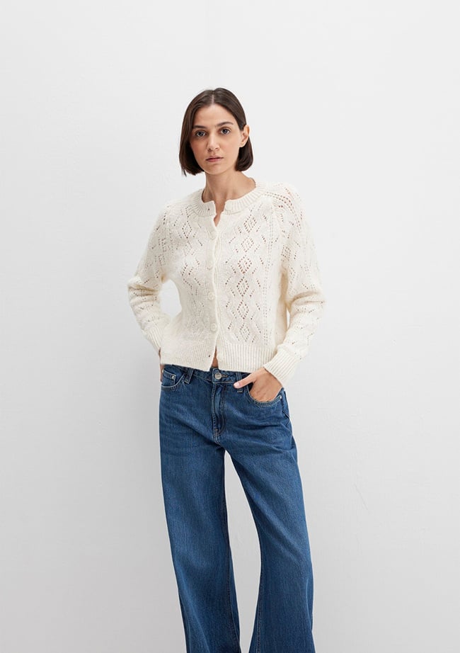  Mavi Yün Karışımlı Ekru Hırka Slim Fit / Dar Kesim 1710812-70057