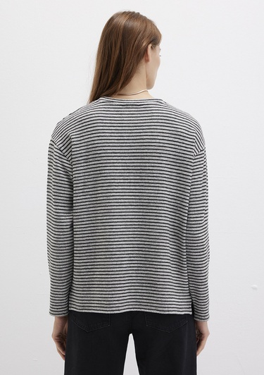  Mavi Bisiklet Yaka Çizgili T-Shirt Regular Fit / Normal Kesim 1613600-85407