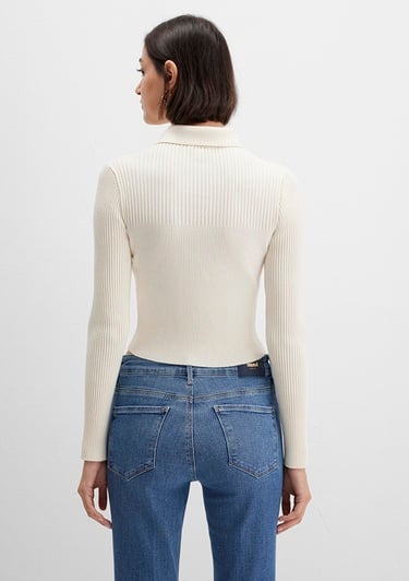  Mavi Düğmeli Ekru Triko Polo 1710787-80194