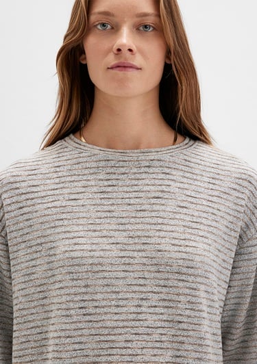  Mavi Bisiklet Yaka Çizgili T-Shirt Regular Fit / Normal Kesim 1613600-91236