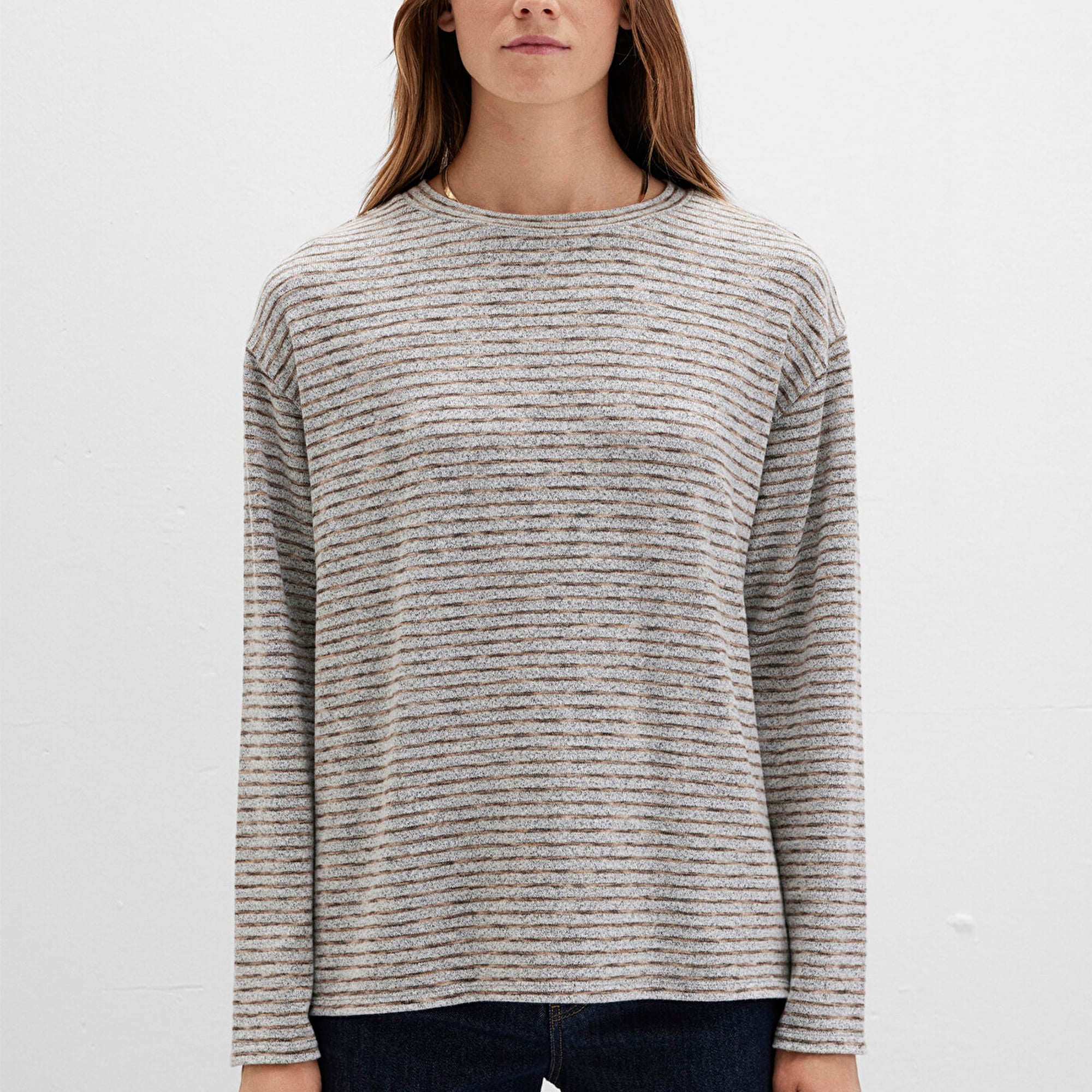 Mavi Bisiklet Yaka Çizgili T-Shirt Regular Fit / Normal Kesim 1613600-91236