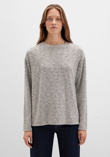  Mavi Bisiklet Yaka Çizgili T-Shirt Regular Fit / Normal Kesim 1613600-91236