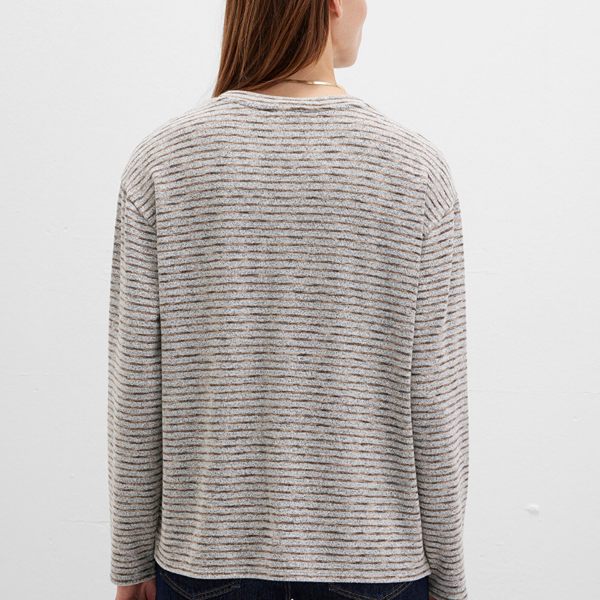 Mavi Bisiklet Yaka Çizgili T-Shirt Regular Fit / Normal Kesim 1613600-91236