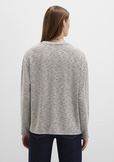  Mavi Bisiklet Yaka Çizgili T-Shirt Regular Fit / Normal Kesim 1613600-91236