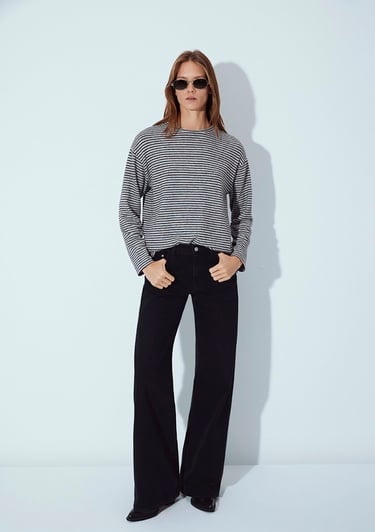  Mavi Bisiklet Yaka Çizgili T-Shirt Regular Fit / Normal Kesim 1613600-85407