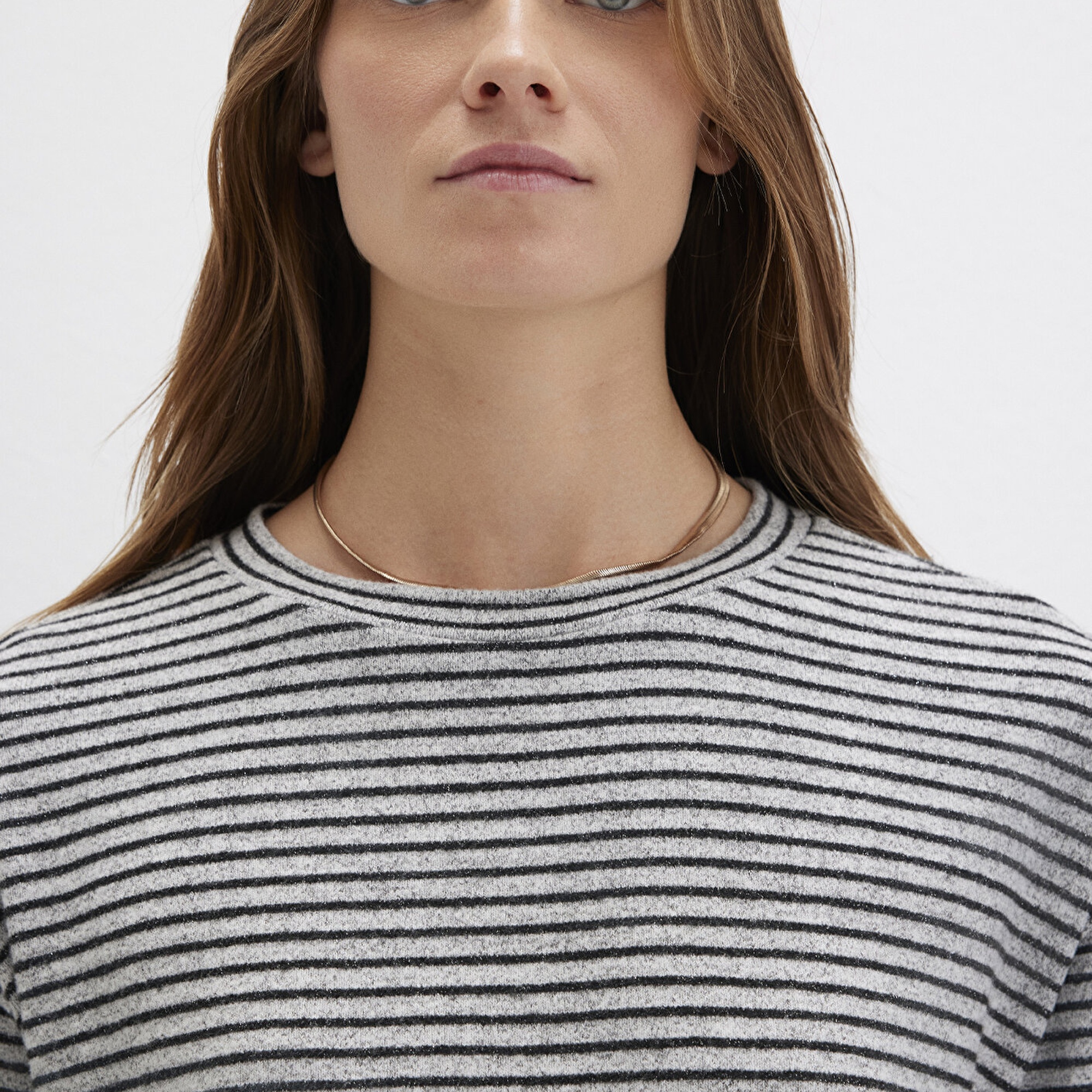 Mavi Bisiklet Yaka Çizgili T-Shirt Regular Fit / Normal Kesim 1613600-85407