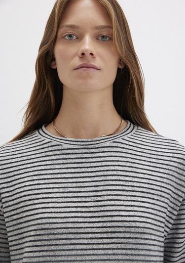  Mavi Bisiklet Yaka Çizgili T-Shirt Regular Fit / Normal Kesim 1613600-85407