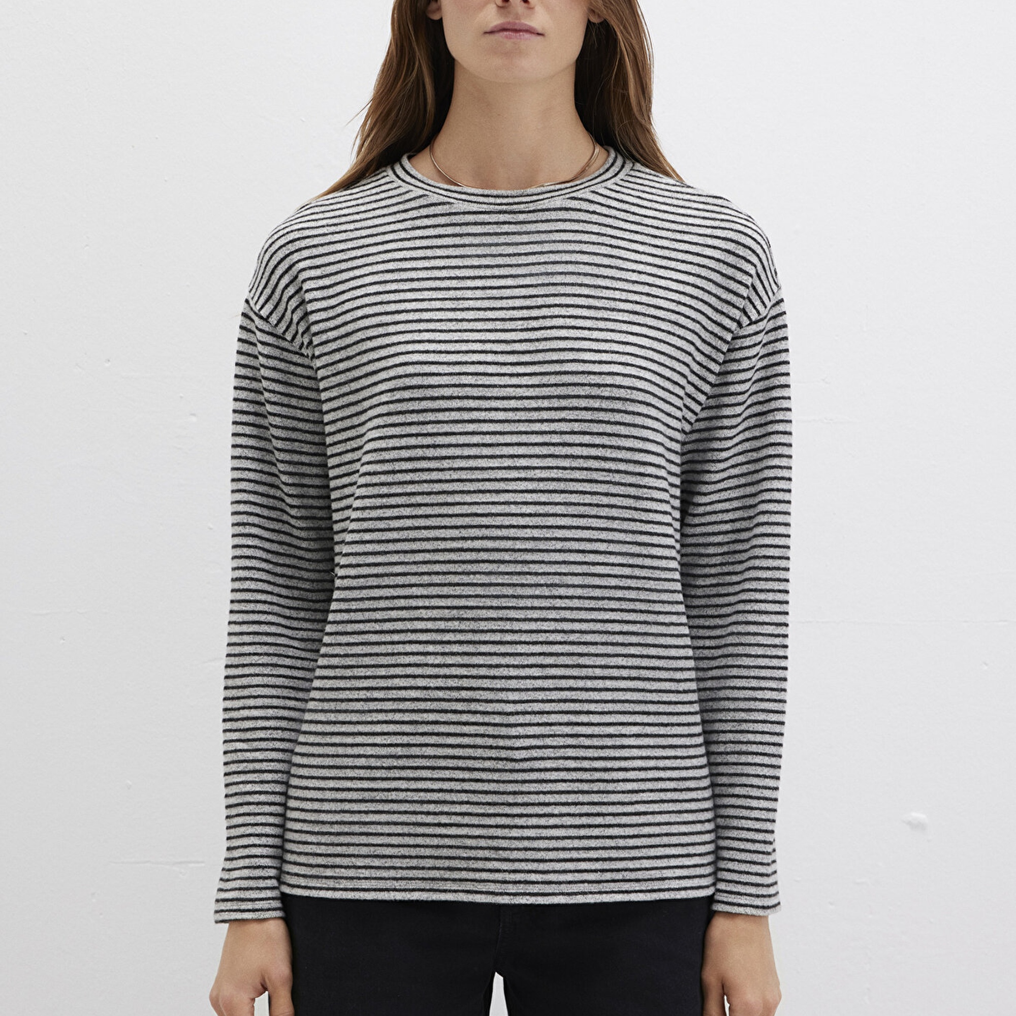 Mavi Bisiklet Yaka Çizgili T-Shirt Regular Fit / Normal Kesim 1613600-85407