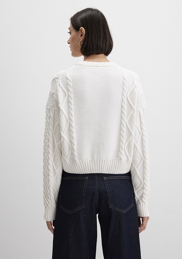  Mavi M Logo Crop Ekru Kazak Loose 1710796-80194