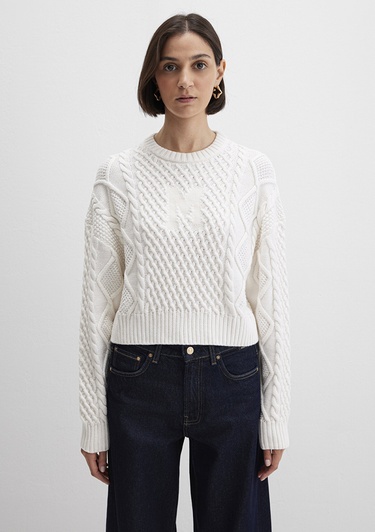  Mavi M Logo Crop Ekru Kazak Loose 1710796-80194