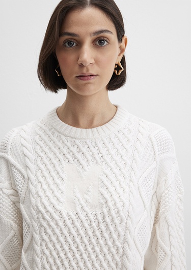  Mavi M Logo Crop Ekru Kazak Loose 1710796-80194