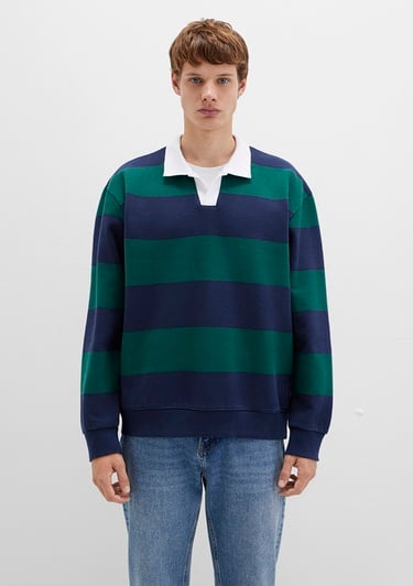  Mavi Blok Renkli Bisiklet Yaka Sweatshirt 0S10491-70497