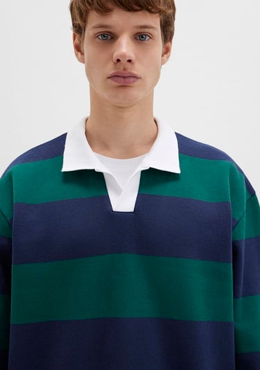  Mavi Blok Renkli Bisiklet Yaka Sweatshirt 0S10491-70497