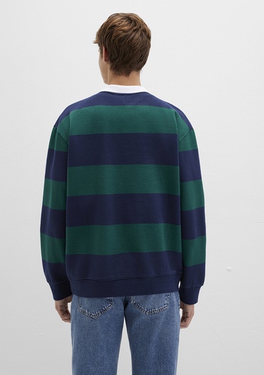  Mavi Blok Renkli Bisiklet Yaka Sweatshirt 0S10491-70497