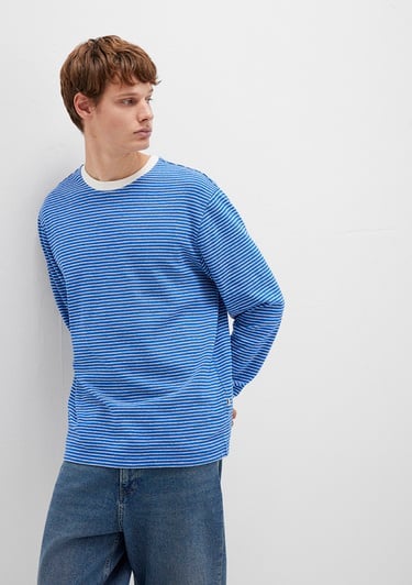  Mavi Çizgili Mavi Tişört Loose Fit / Bol Rahat Kesim 0613038-81330