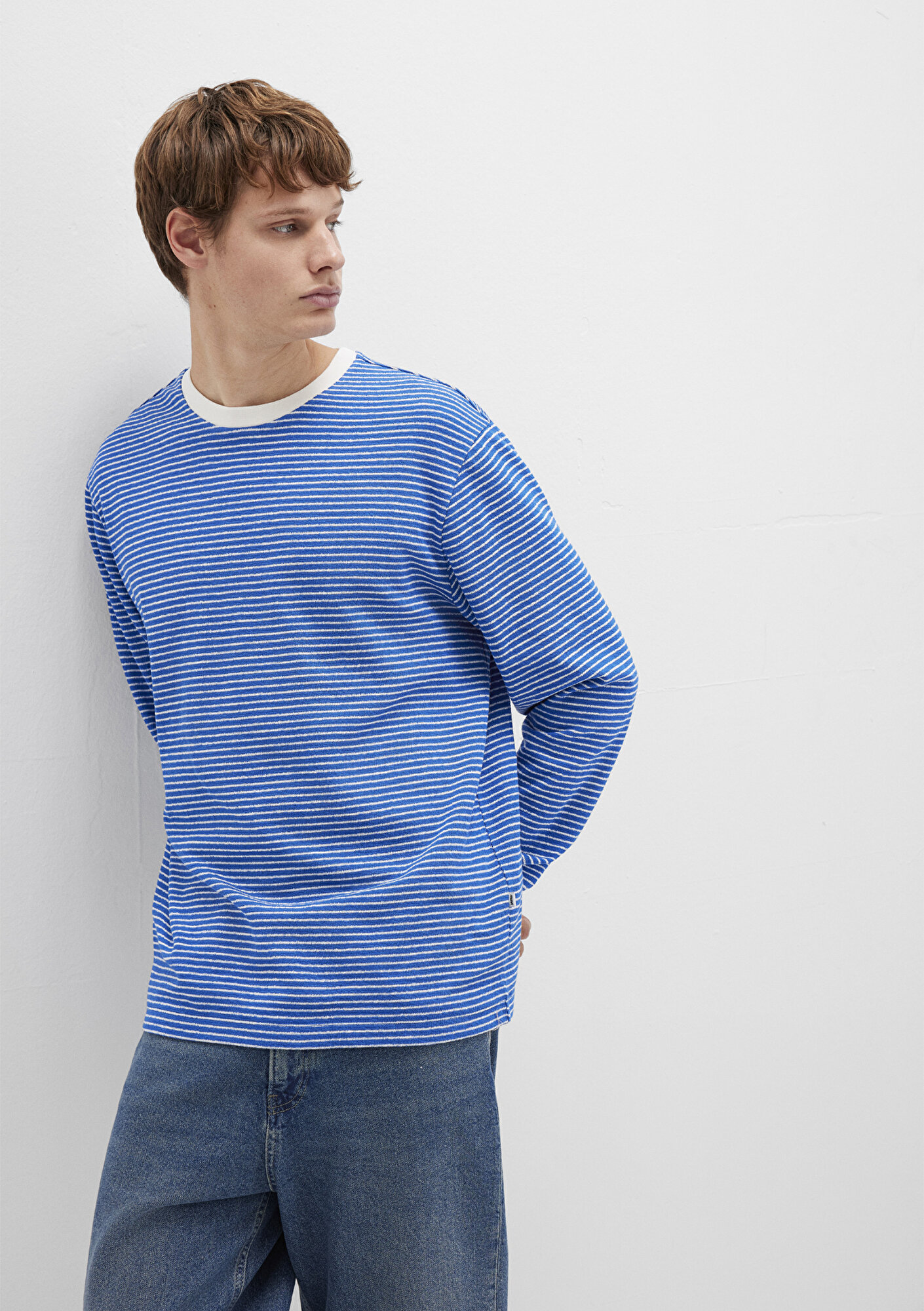  Mavi Çizgili Mavi Tişört Loose Fit / Bol Rahat Kesim 0613038-81330