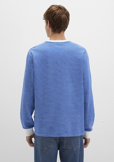  Mavi Çizgili Mavi Tişört Loose Fit / Bol Rahat Kesim 0613038-81330