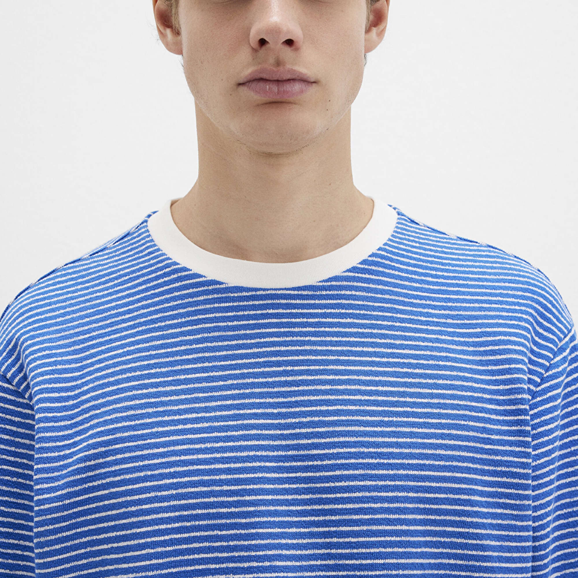 Mavi Çizgili Mavi Tişört Loose Fit / Bol Rahat Kesim 0613038-81330