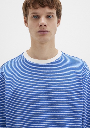  Mavi Çizgili Mavi Tişört Loose Fit / Bol Rahat Kesim 0613038-81330