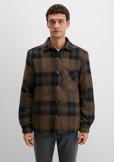  Mavi Yün Karışımlı Kareli Ceket Oversize / Geniş Kesim 0110749-91230