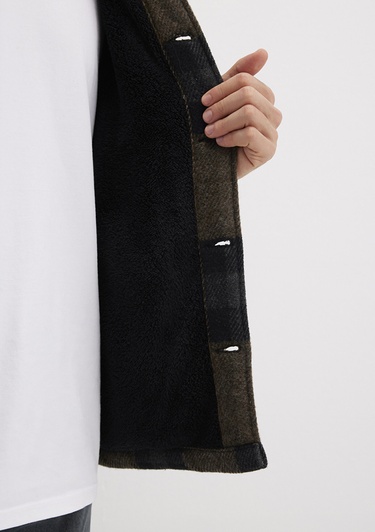  Mavi Yün Karışımlı Kareli Ceket Oversize / Geniş Kesim 0110749-91230