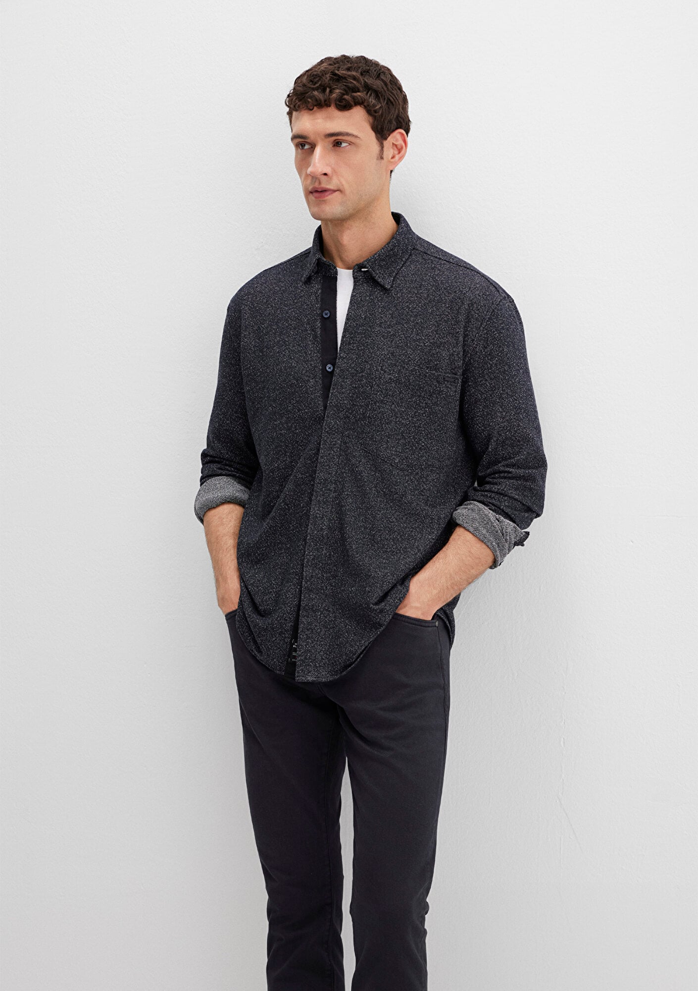  Mavi Lacivert Gömlek Loose Fit / Bol Rahat Kesim 0211764-70497