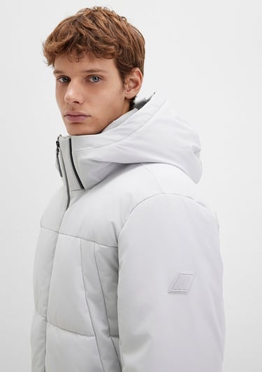  Mavi Kapüşonlu Gri Şişme Mont 0110675-70074