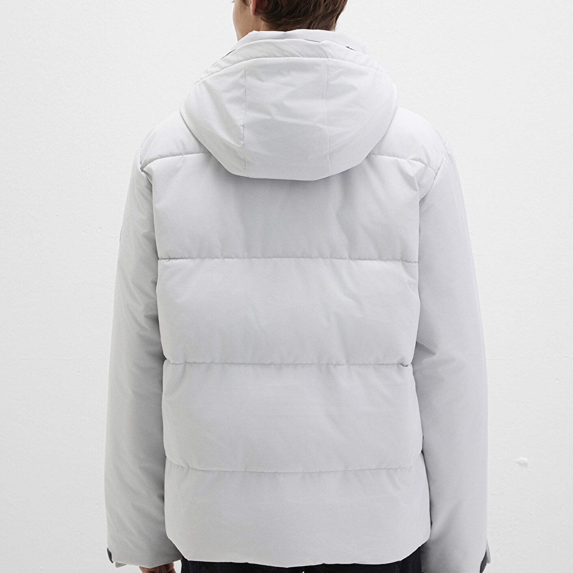 Mavi Kapüşonlu Gri Şişme Mont 0110675-70074