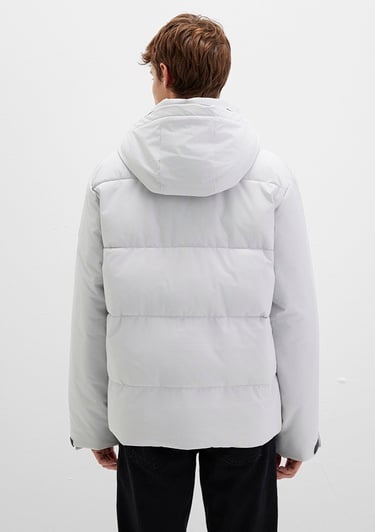  Mavi Kapüşonlu Gri Şişme Mont 0110675-70074