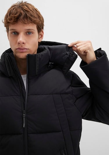  Mavi Kapüşonlu Siyah Şişme Mont 0110675-71379