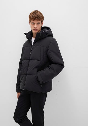  Mavi Kapüşonlu Siyah Şişme Mont 0110675-71379