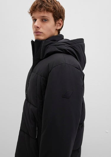  Mavi Kapüşonlu Siyah Şişme Mont 0110675-71379