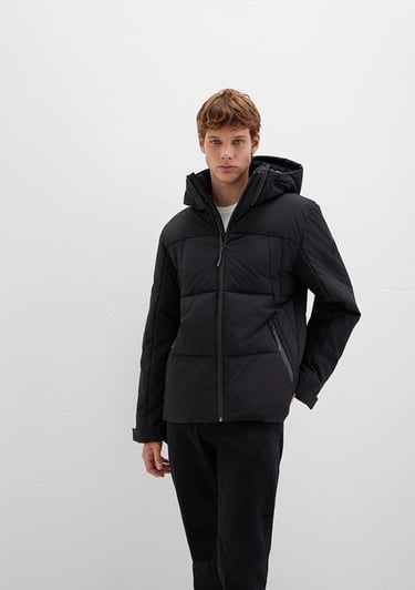  Mavi Kapüşonlu Siyah Şişme Mont 0110675-71379