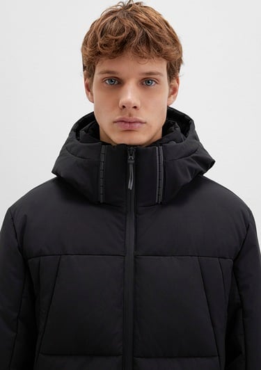  Mavi Kapüşonlu Siyah Şişme Mont 0110675-71379